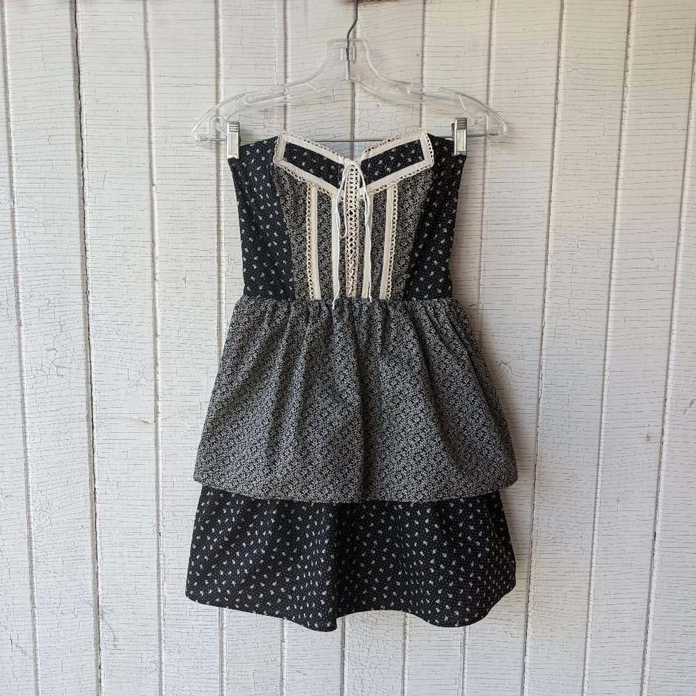 Gunne Sax Inspired Party Dress Ditsy Floral and Lace Trim - Picture 1 of 5